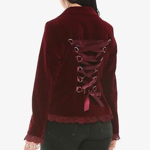 Hot Topic Hearts & Roses Velvet Corset Jacket